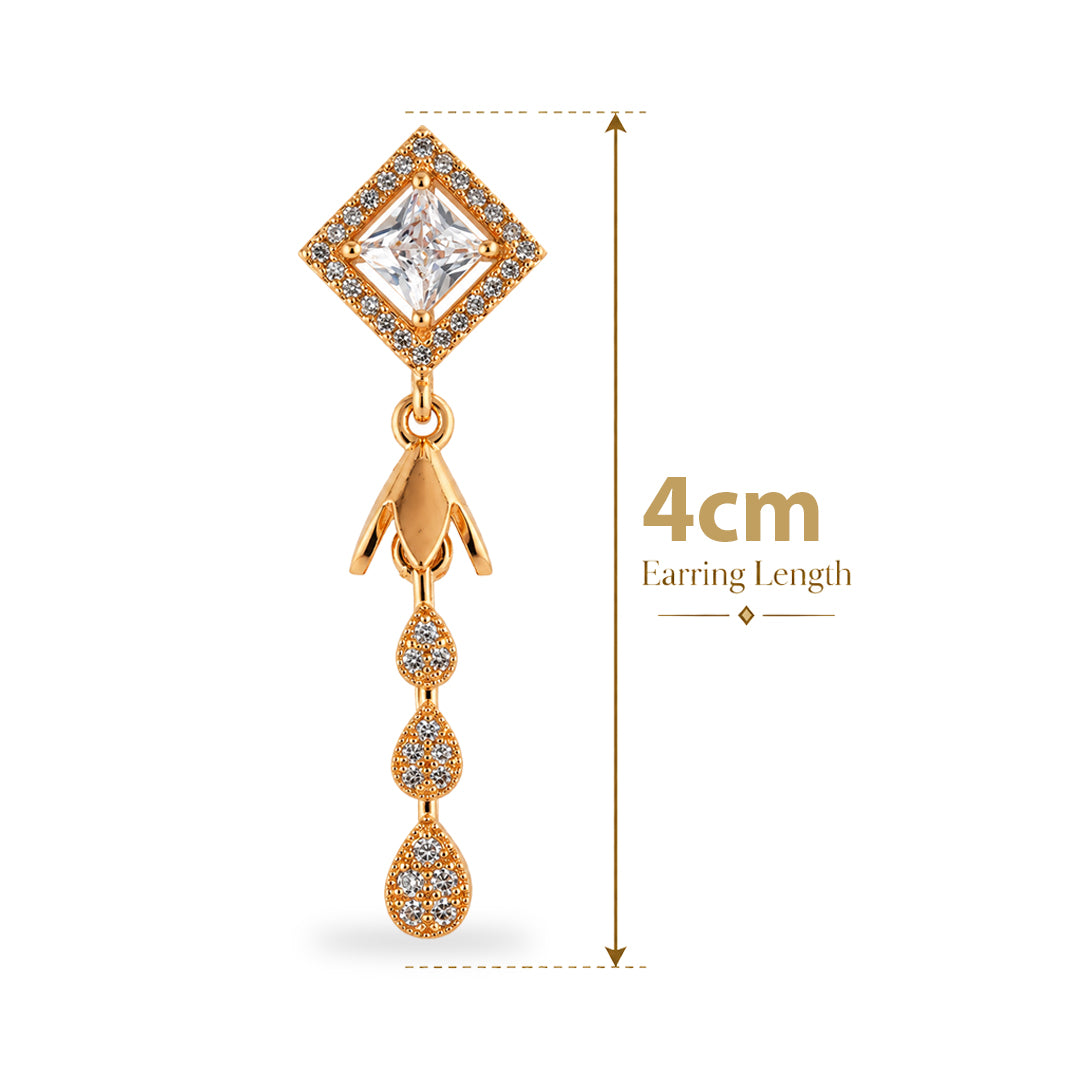 18k Gold Plated Elegant Gold Pavé Teardrop Earring