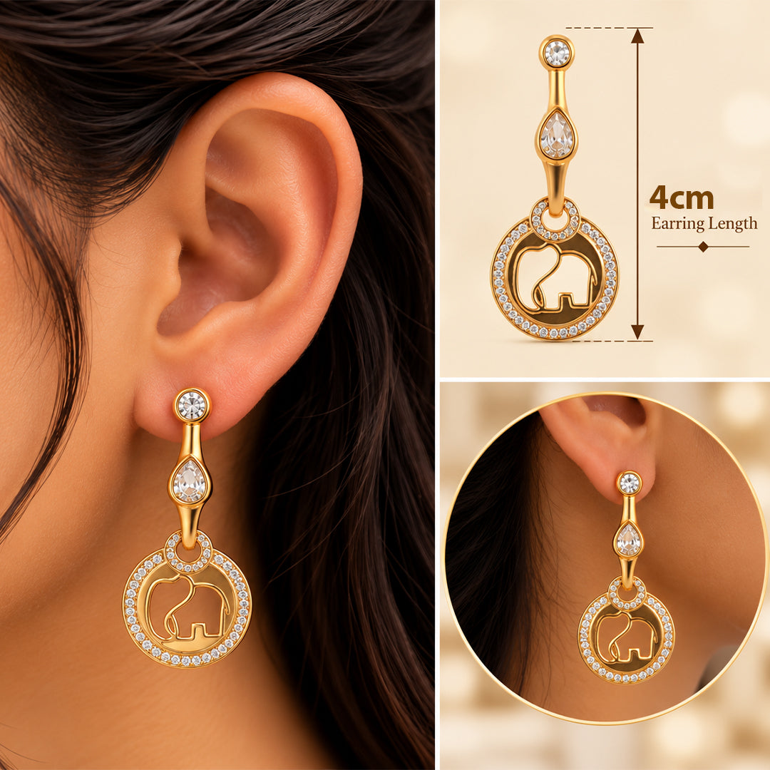 18k Gold Plated Gold Butterfly and Teardrop Dangle Earring