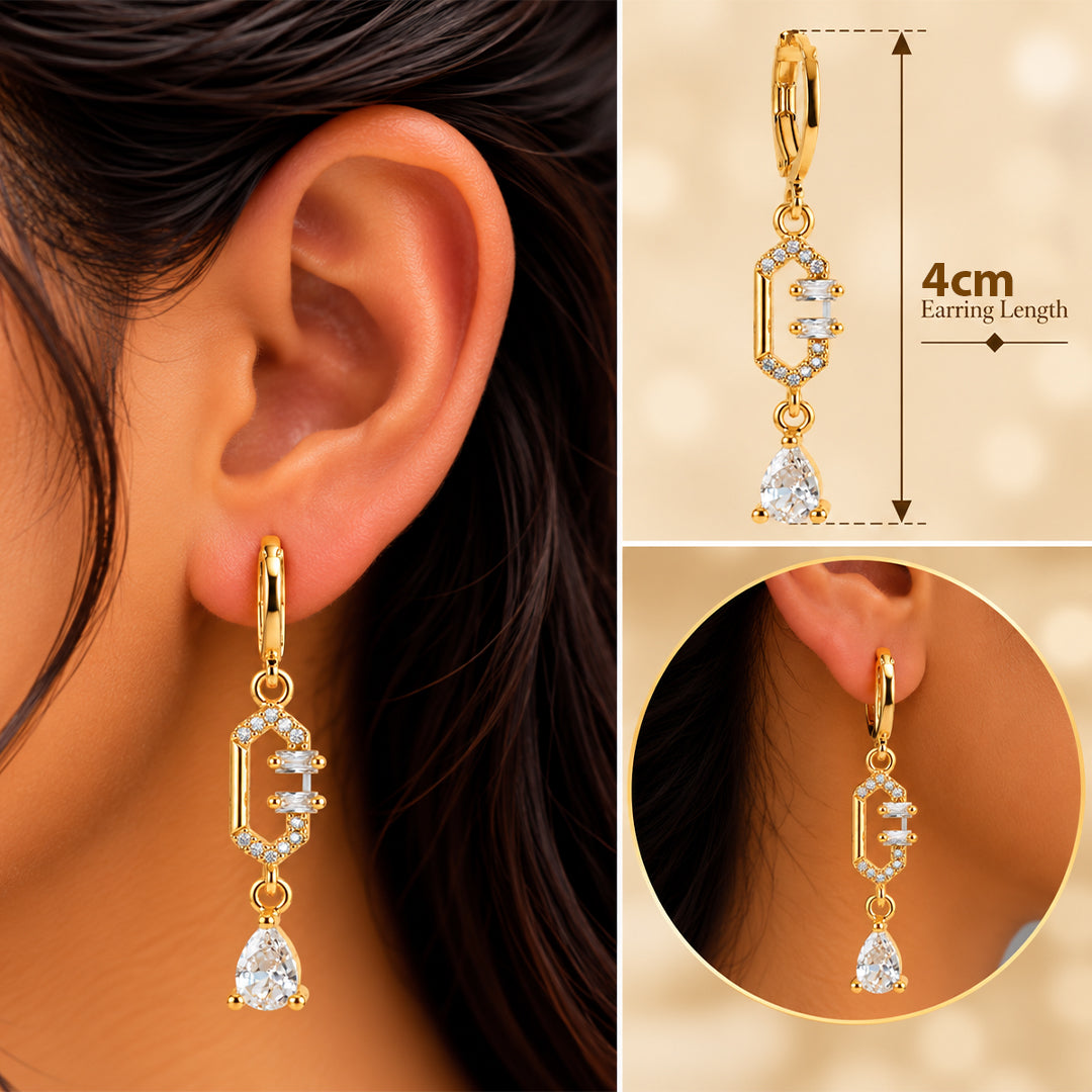 18k Gold Plated Gold Floral Drop Earrings