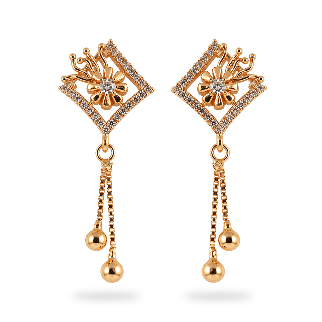 18k Gold Plated Ornate Gold Drop Earring