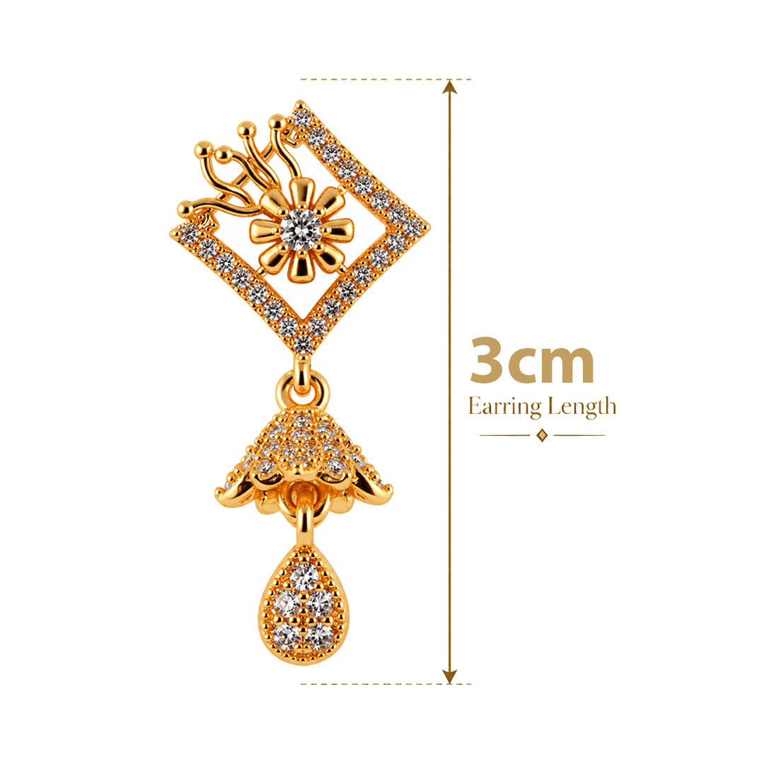 18k Gold Plated Ornate Gold Floral Teardrop Earring