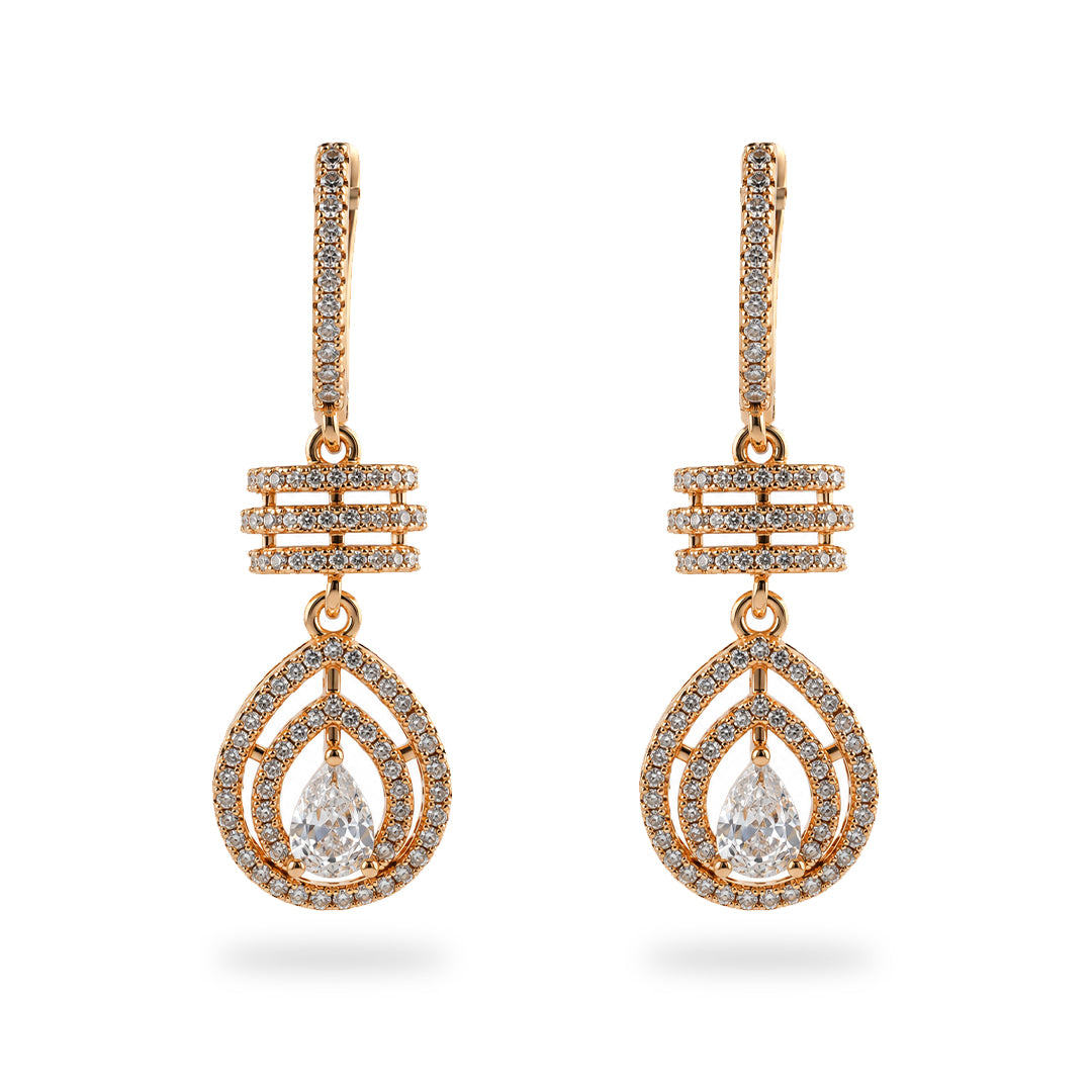 18k Gold Plated Textured Gold Teardrop Earring