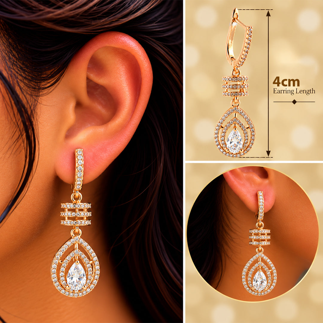 18k Gold Plated Textured Gold Teardrop Earring