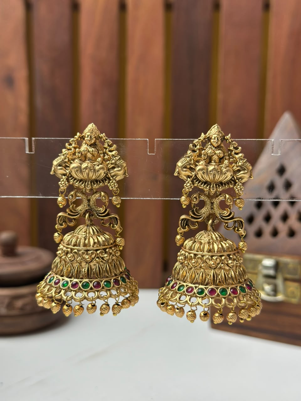 Classic South Indian Jhumki Earrings with Matte Finish