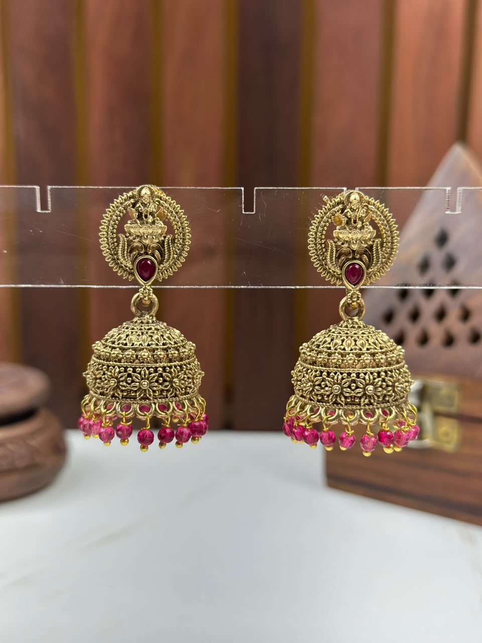Antique Gold Dome Jhumki Earrings
