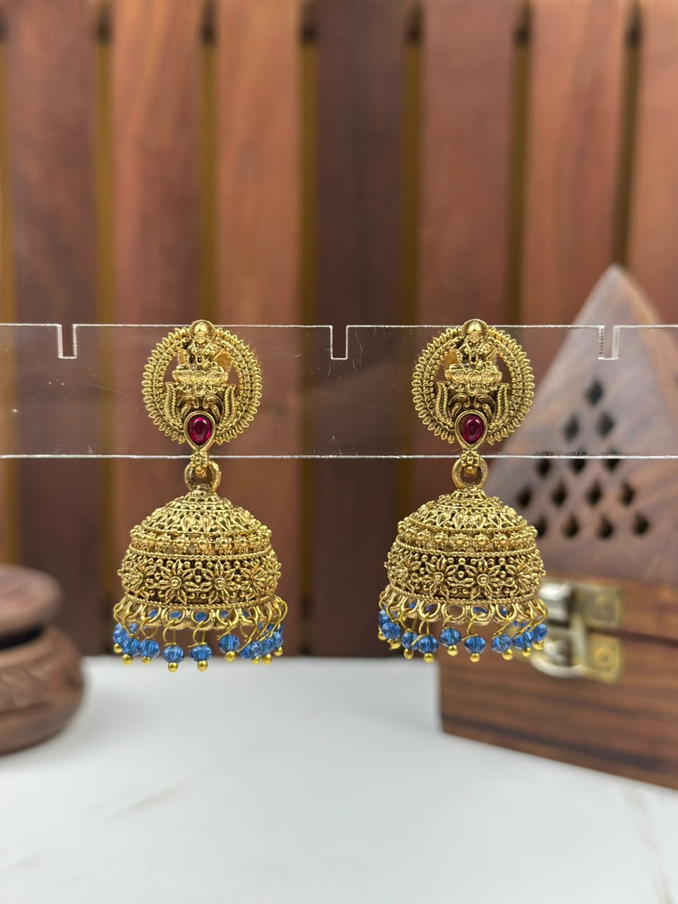 Antique Gold Dome Jhumki Earrings