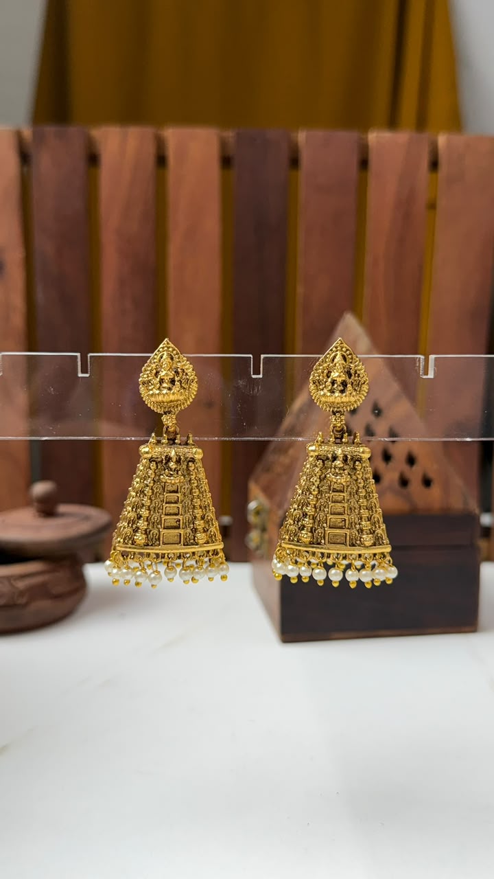 Premium Gopuram Temple Jhumki Earrings