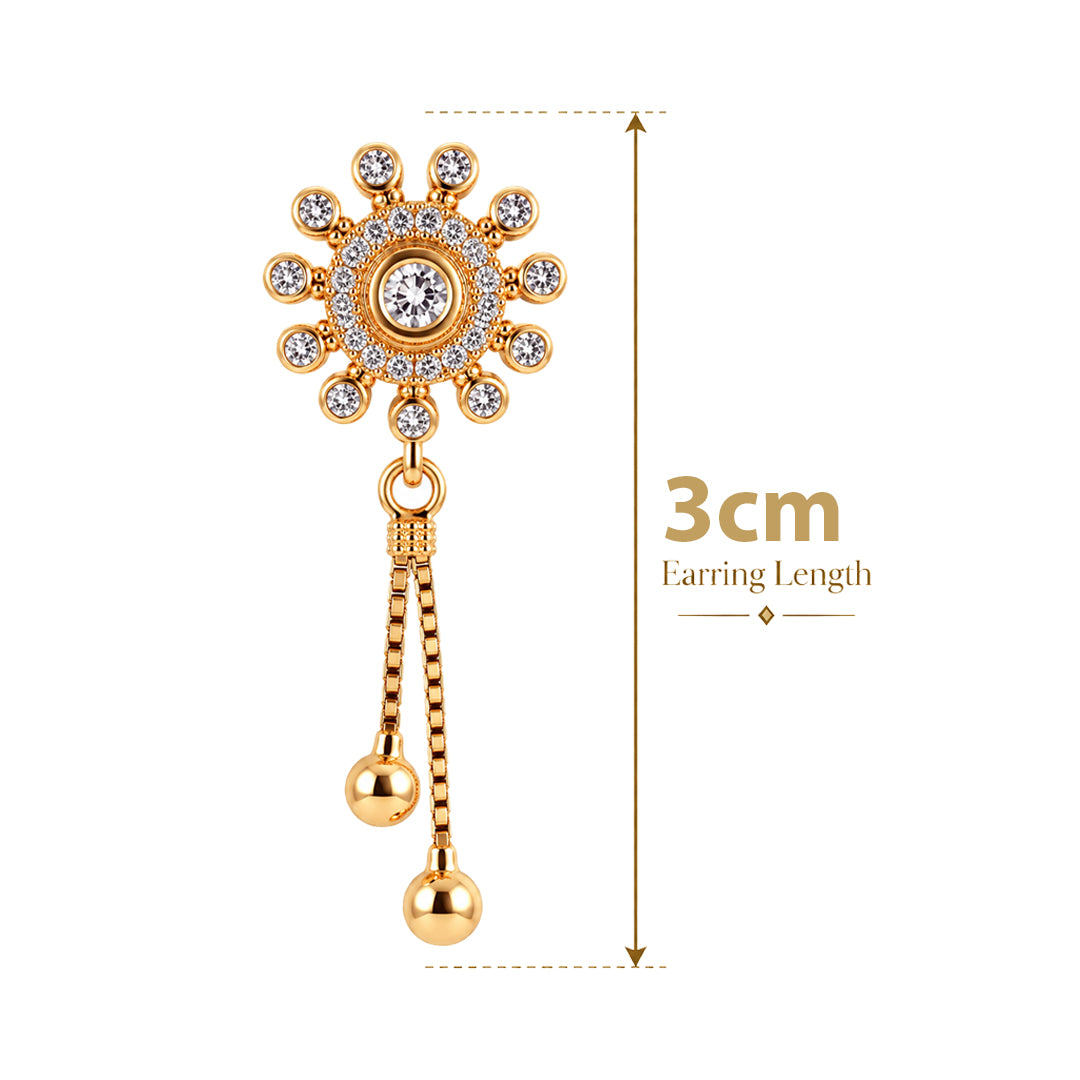 18k Gold Plated, Sunburst Gold and Diamond Tassel Earring