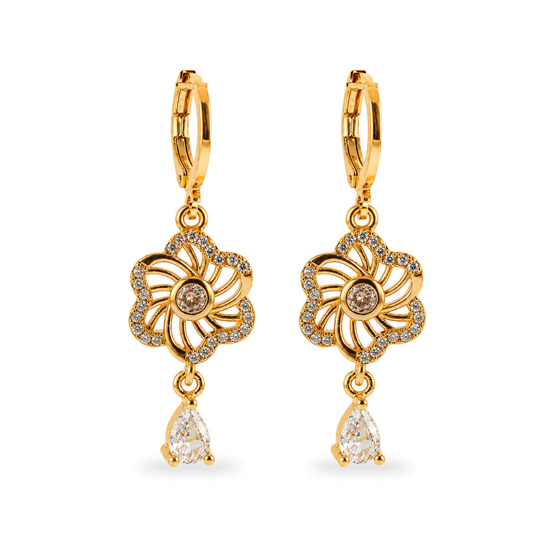 18k Gold Plated Elegant Gold Floral Teardrop Earring
