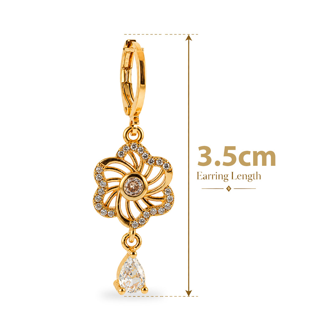 18k Gold Plated Elegant Gold Floral Teardrop Earring