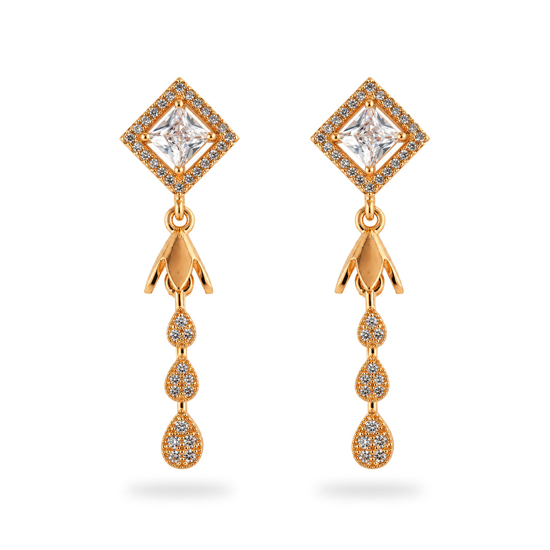 18k Gold Plated Elegant Gold Pavé Teardrop Earring