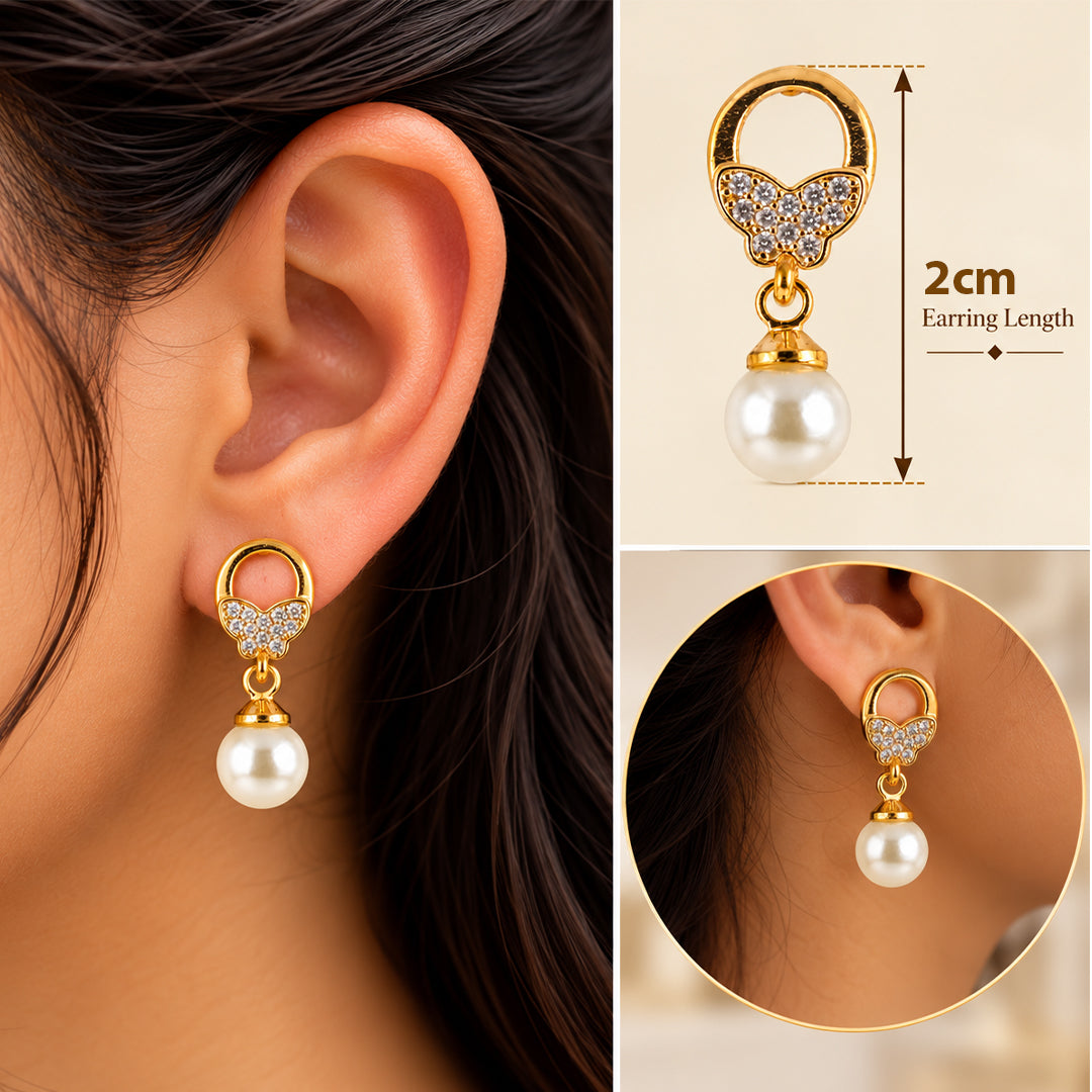 18k Gold Plated Gold and Diamond Cushion Pendant Earring