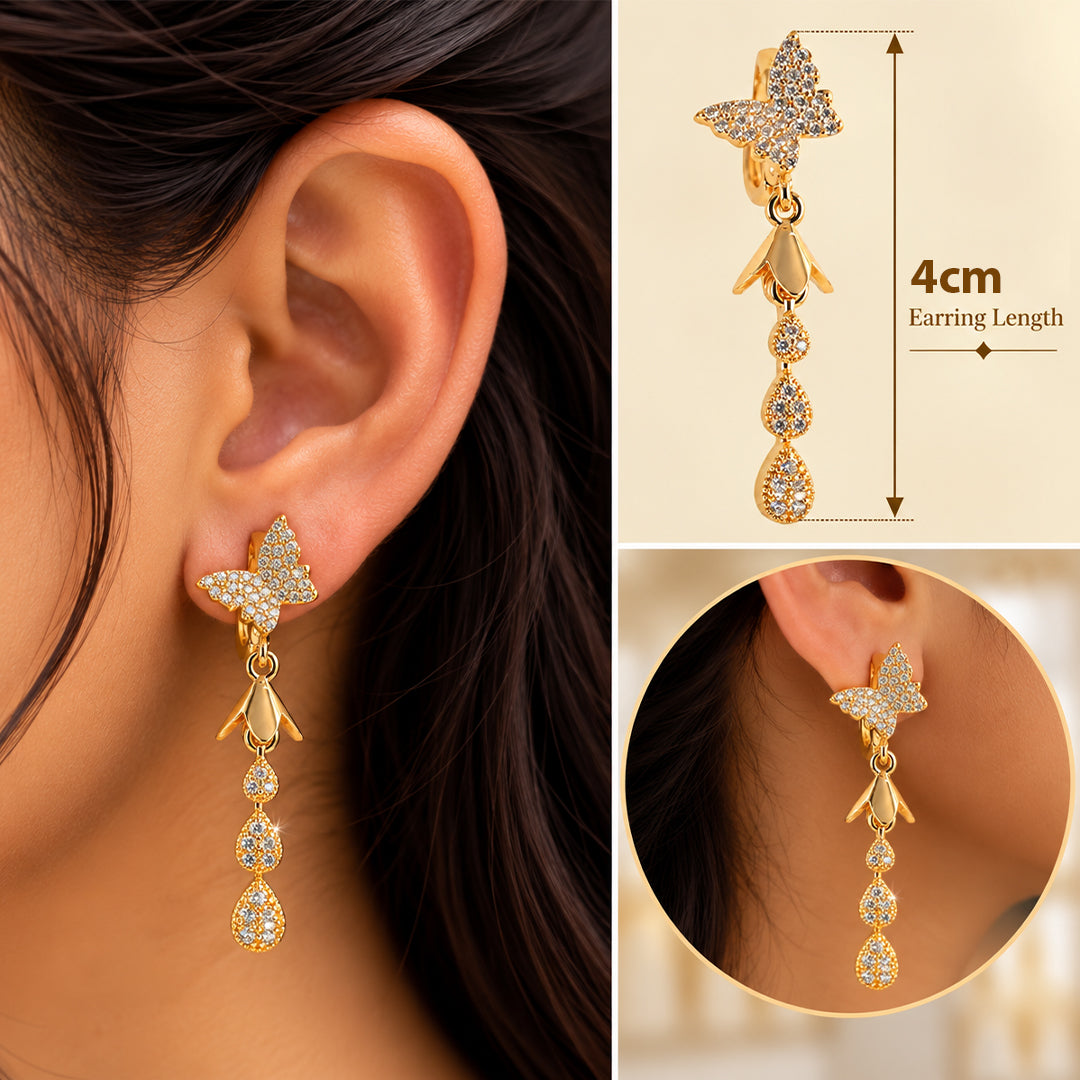 18k Gold Plated Gold Butterfly and Pearl Pendant