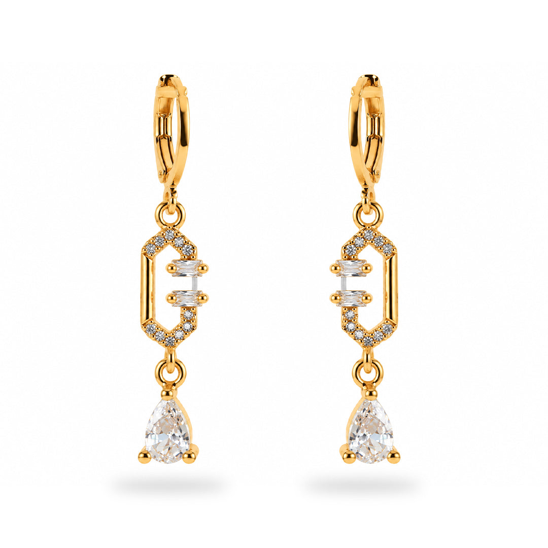 18k Gold Plated Gold Floral Drop Earrings