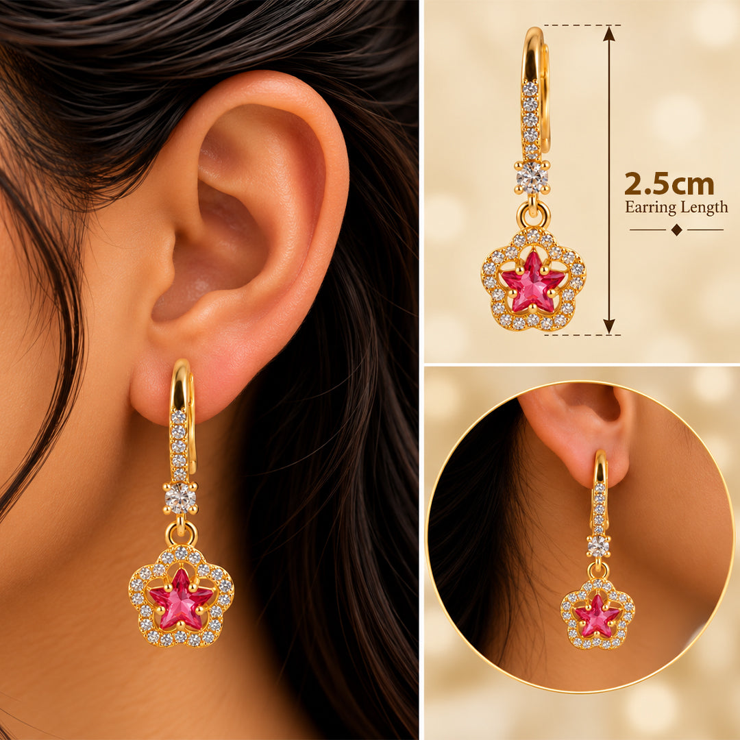 18k Gold Plated Gold Leaf Filigree Drop Earring