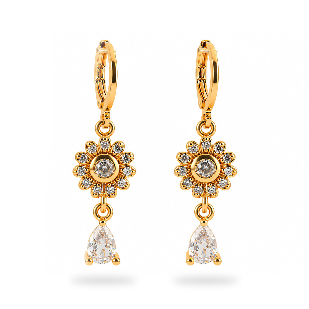 18k Gold Plated Gold Sunburst Flower Stud Earring