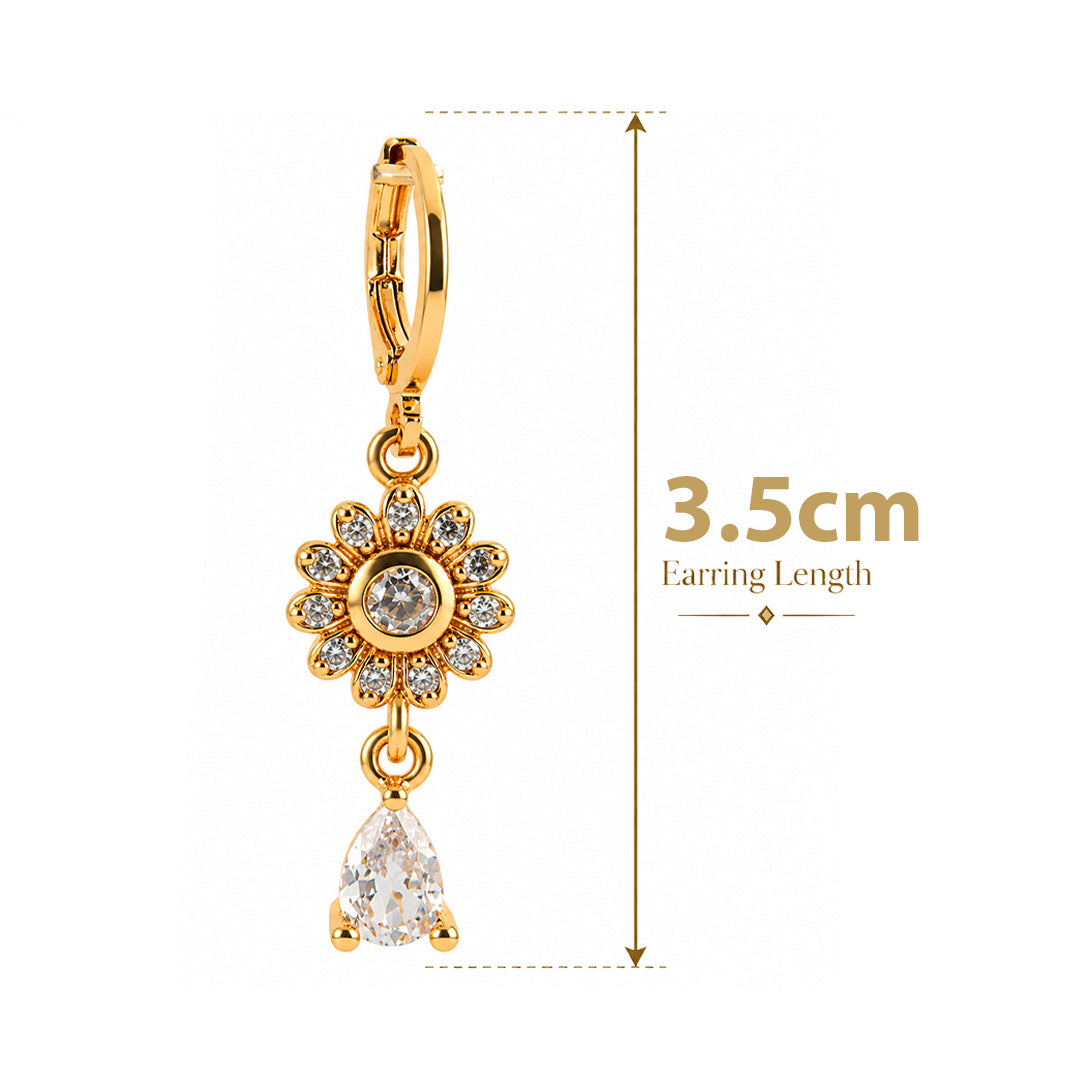 18k Gold Plated Gold Sunburst Flower Stud Earring