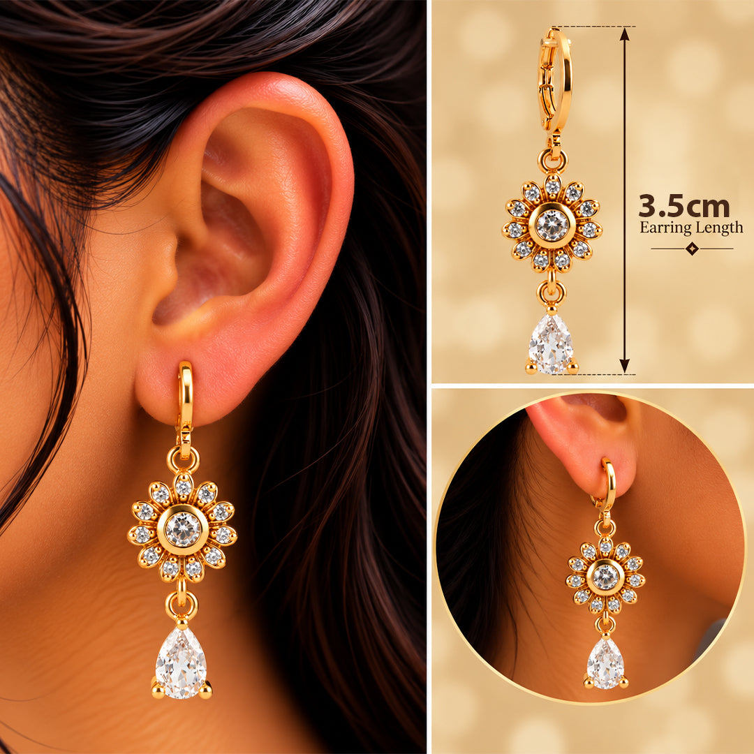 18k Gold Plated Gold Sunburst Flower Stud Earring