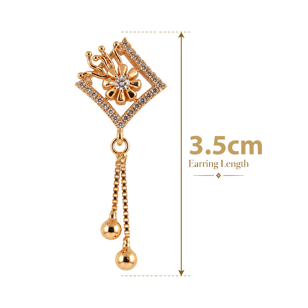 18k Gold Plated Ornate Gold Drop Earring