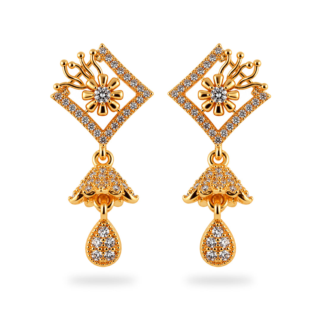 18k Gold Plated Ornate Gold Floral Teardrop Earring