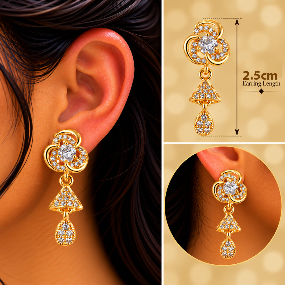 18k Gold Plated Round Gold Filigree Earring