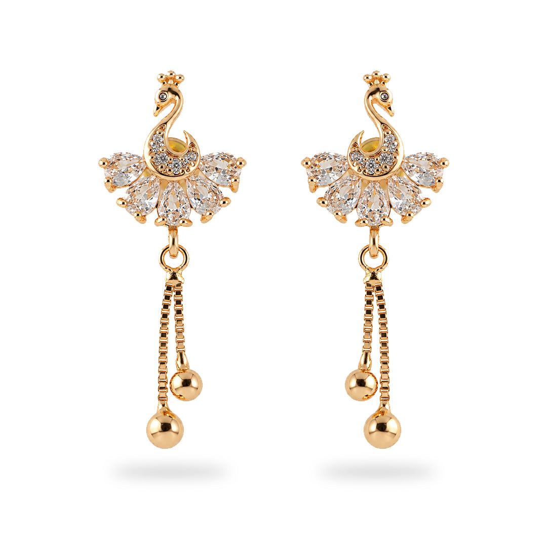 18k Gold Plated White Pearl Gold Drop Earring