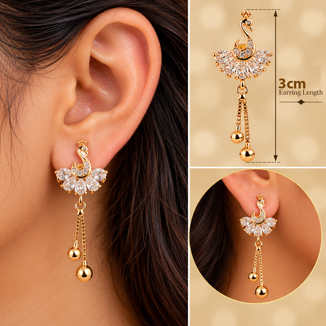 18k Gold Plated White Pearl Gold Drop Earring
