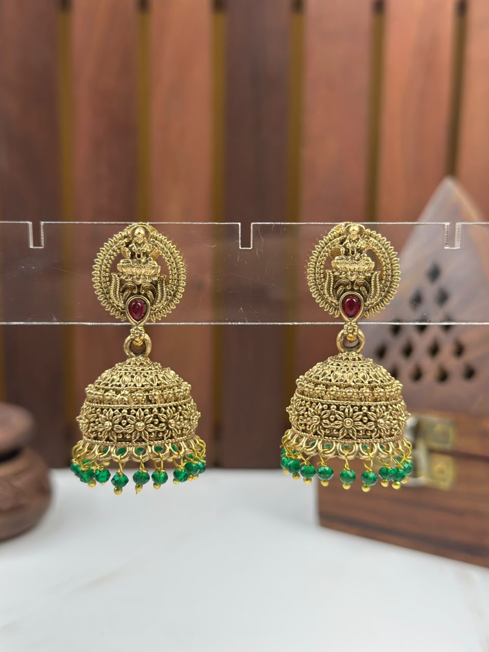 Antique Gold Dome Jhumki Earrings