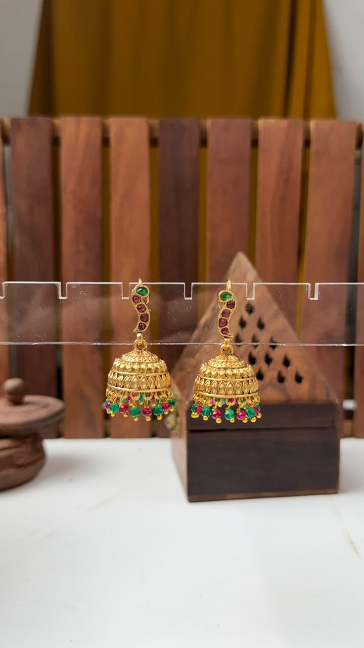 Ethnic Hook Jhumka with Beaded Drops for Women Online India | BhargavArts